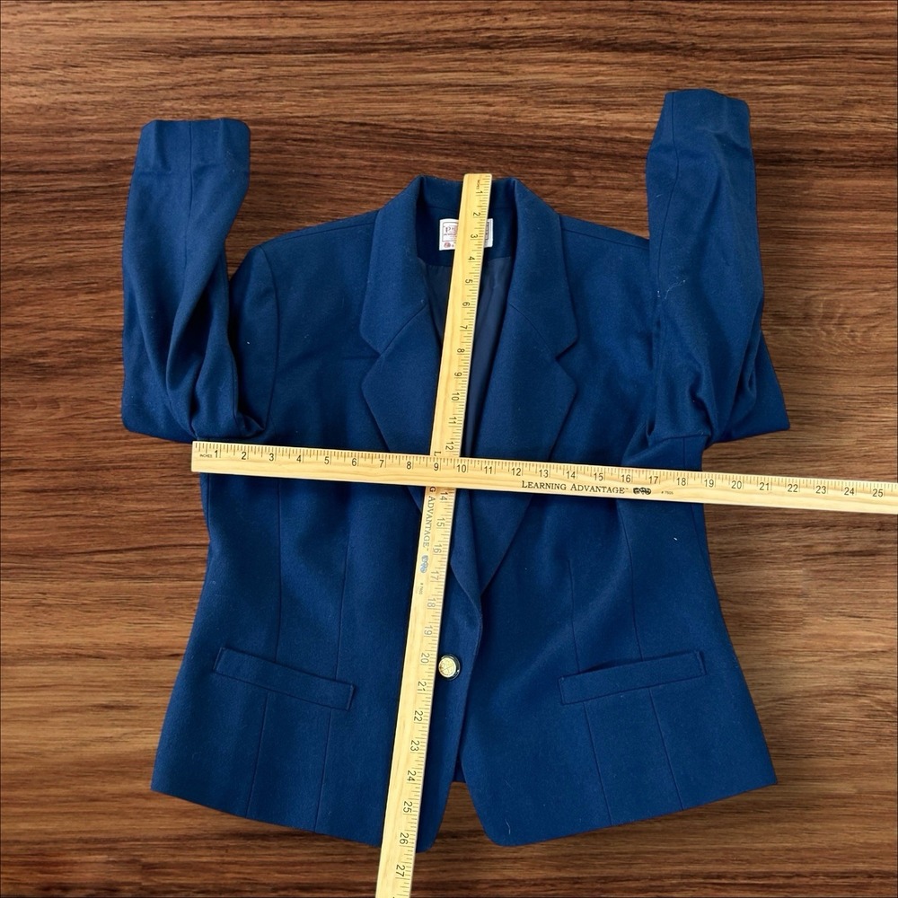 Vintage Pendleton Blazer Petite Sz 14 Womens Navy Blue 100% Virgin Wool Made USA - Picture 4 of 9